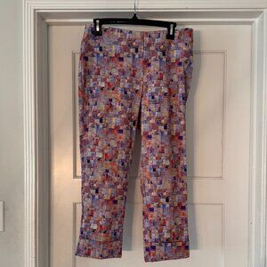 Insight Colorful Cropped Pull On Capri Pants. Size 8